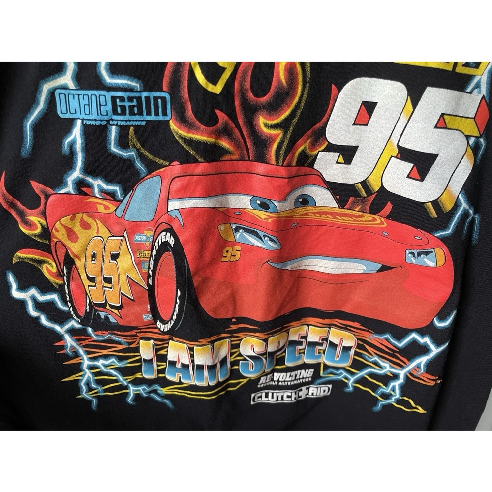 Pixar Disney Cars Lightning McQueen 95 Graphic T-Shirt Black Adult Unisex M - Picture 3 of 5